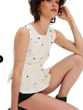 NWT Free People Touch Of Metal White Sleeveless Top Sz Sm